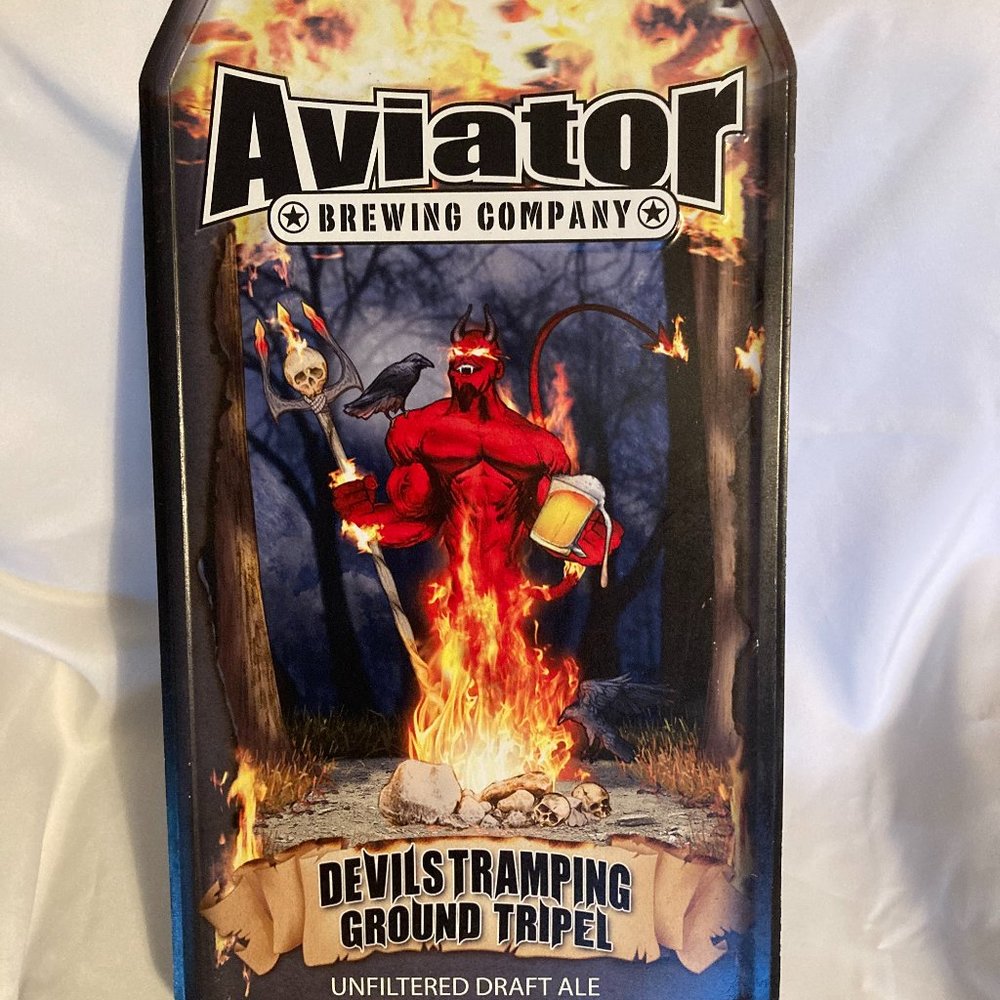 Aviator Brewing Devil's Tramping Ground Metal Wall Sign.